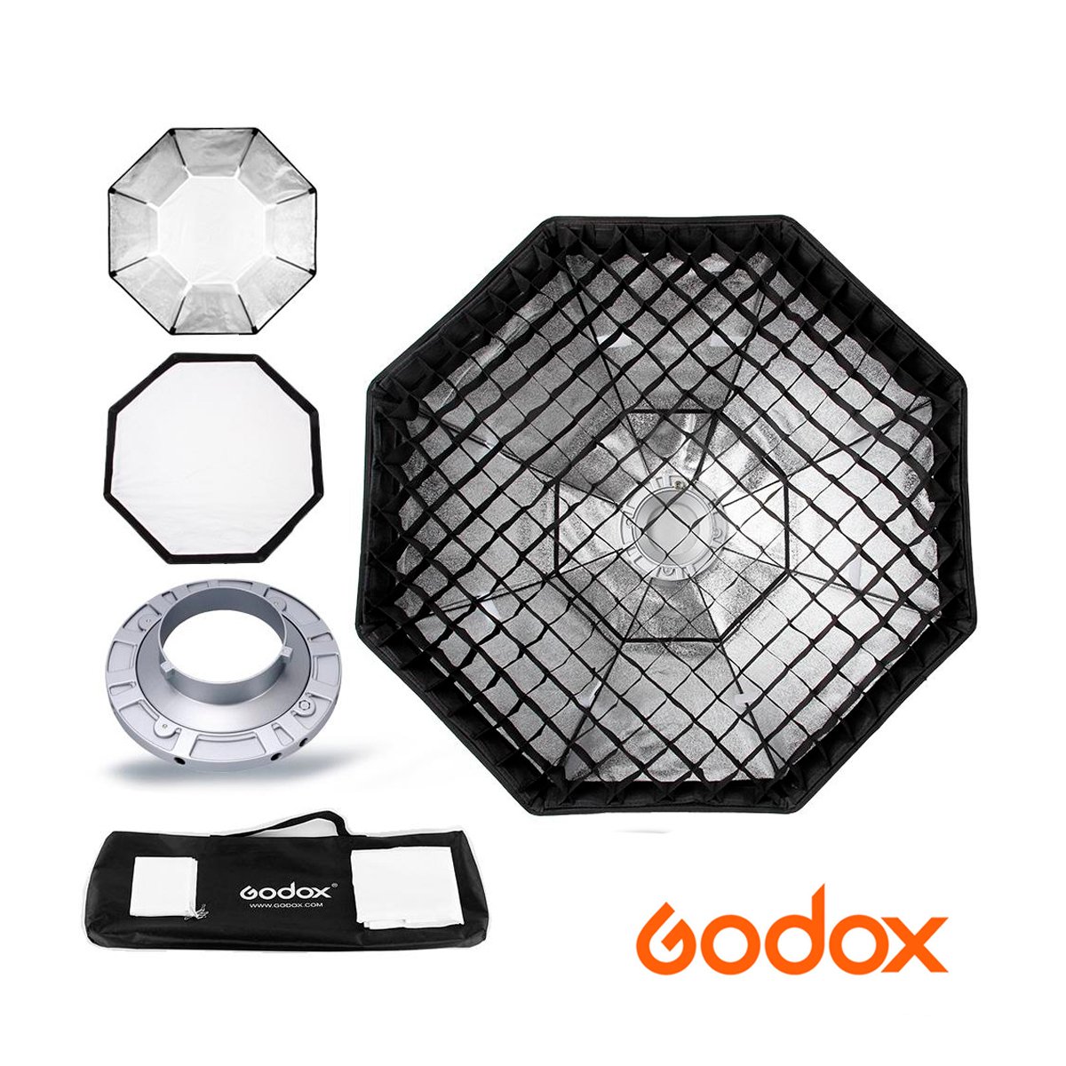 Softbox Octagonal Armado Clásico GODOX de 120cm (Montura Bowens) con Grilla - Imagen 4