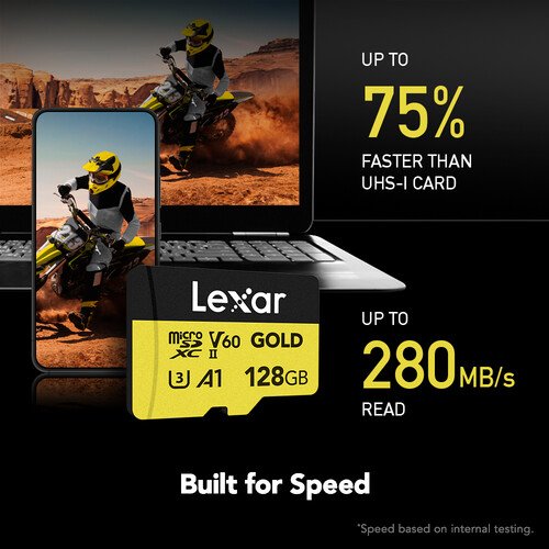 Memoria MicroSD Lexar Professional UHS-II de 128GB (Serie Gold) - Imagen 3