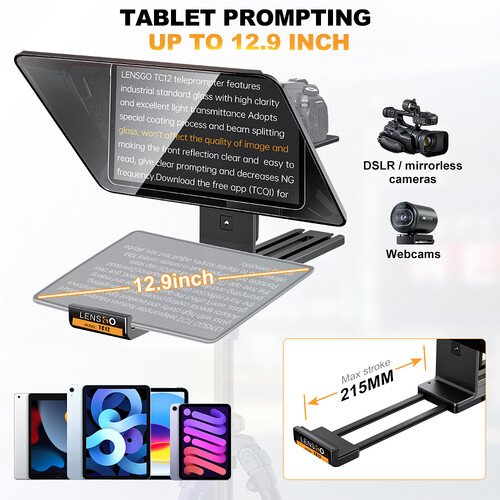 Teleprompter Lensgo TC12 para cámaras y iPads. - Imagen 4