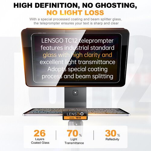 Teleprompter Lensgo TC12 para cámaras y iPads. - Imagen 6